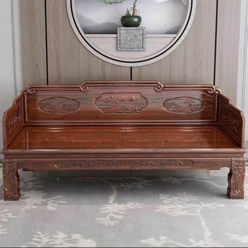 罗汉床新实中式木仿古沙明清古典宿发原木金花梨无品牌/木雕花民