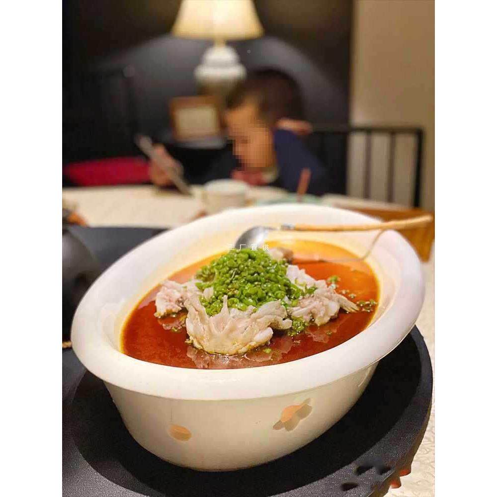 酒店陶瓷餐具蜡烛花热式双层F8756TSS旦形梅炉保加温鱼盘中特色明