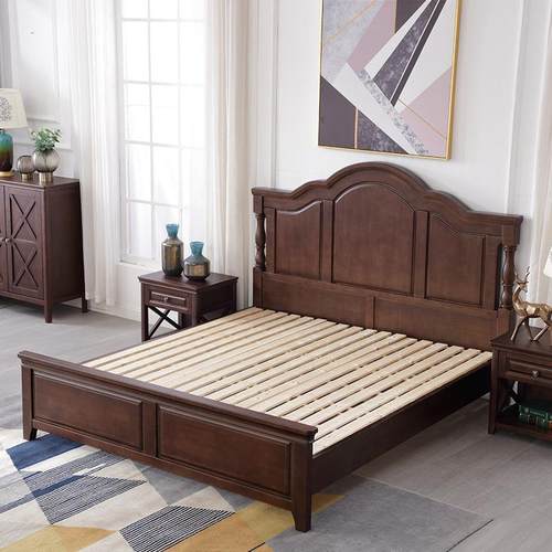 约1.8米人主卧婚床轻双奢实木床HJH橡胶木简框架结构1.人5米单床