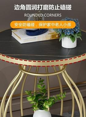 意式轻NMP7cKaA现代岩板小小茶几阳台客厅家用户型圆形茶桌休闲创