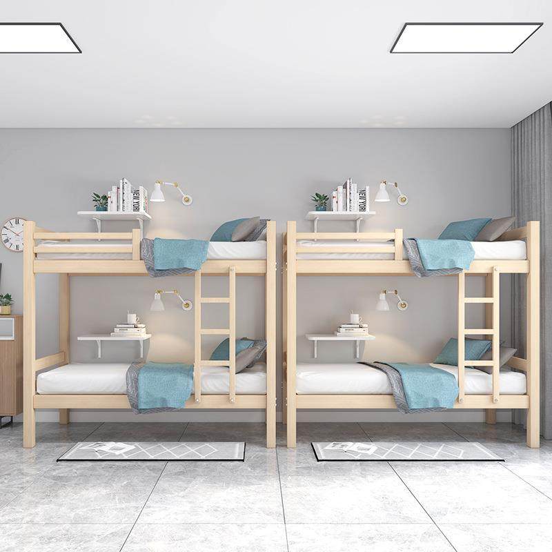 童实木上PHZ下双层床铺学校员工宿舍床粗松木高低床架加子床儿子