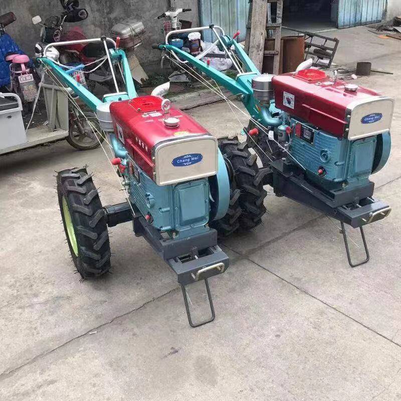 双铧犁地翻土手扶拖拉机多功能小型旋耕机手扶式农用开沟起垄机