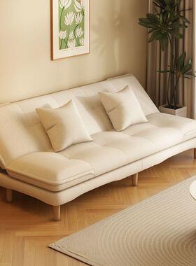 折ISS叠两用小户型房沙发客厅出租木双实三人棉麻布艺沙家发床具