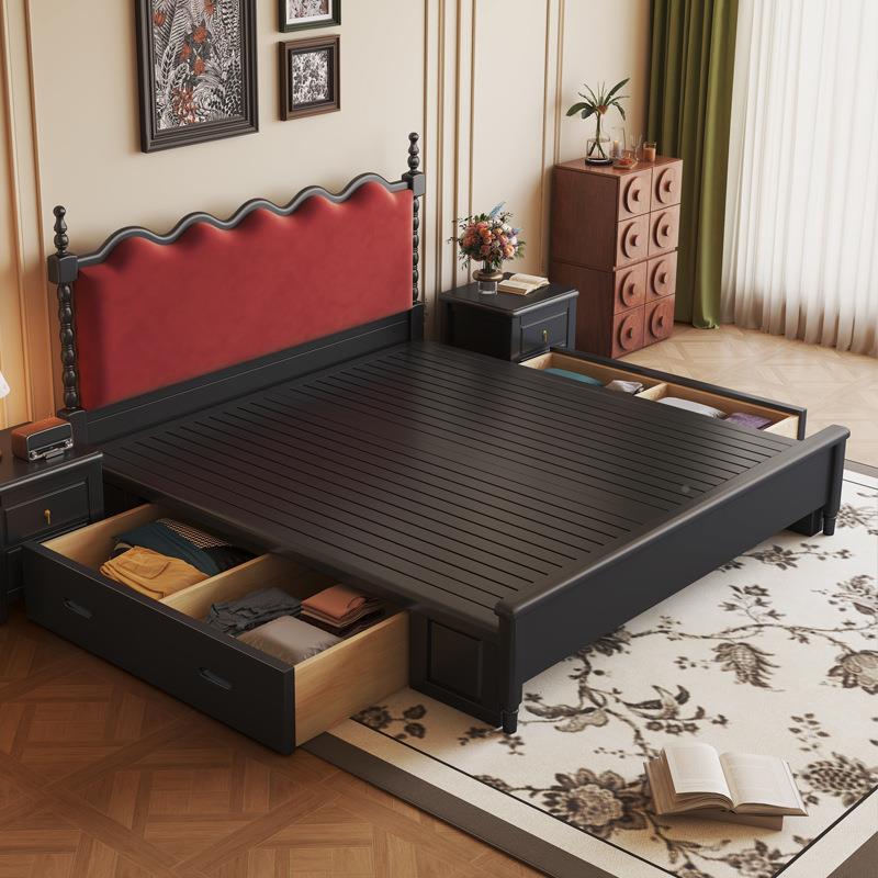 中古风众意515#实古木奢床1.8m美式乡村双人床主卧室带软靠1.5m轻