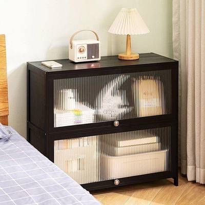 头柜现代简约床尾收纳小型PVB实木置物架卧室储柜物柜子轻床奢感