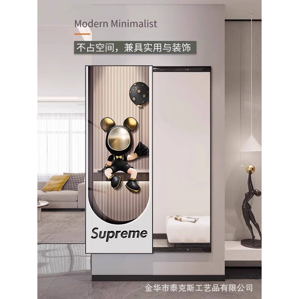 kaws现代轻奢全身镜挂画走廊玄关画客厅过道隐形美观试衣镜装饰画