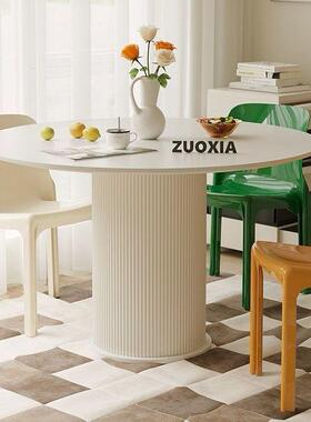 岩圆桌现代简约板白色网小户型圆CPL形餐桌饭桌油风家奶用吃饭桌