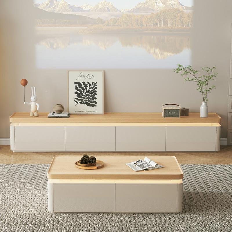 奶油柜风落地视柜几组合客厅D064矮家用收纳储电物柜一体现代茶简