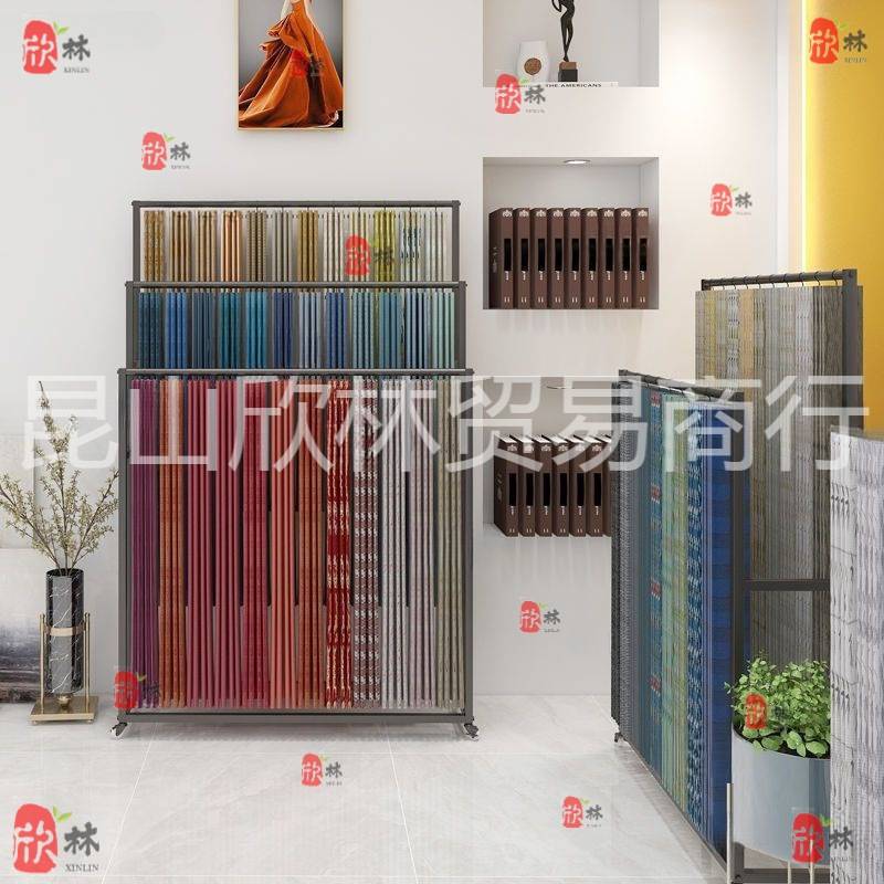 面料样布展示架展示架子布料架家纺布艺色卡小样陈列架可移动吊卡
