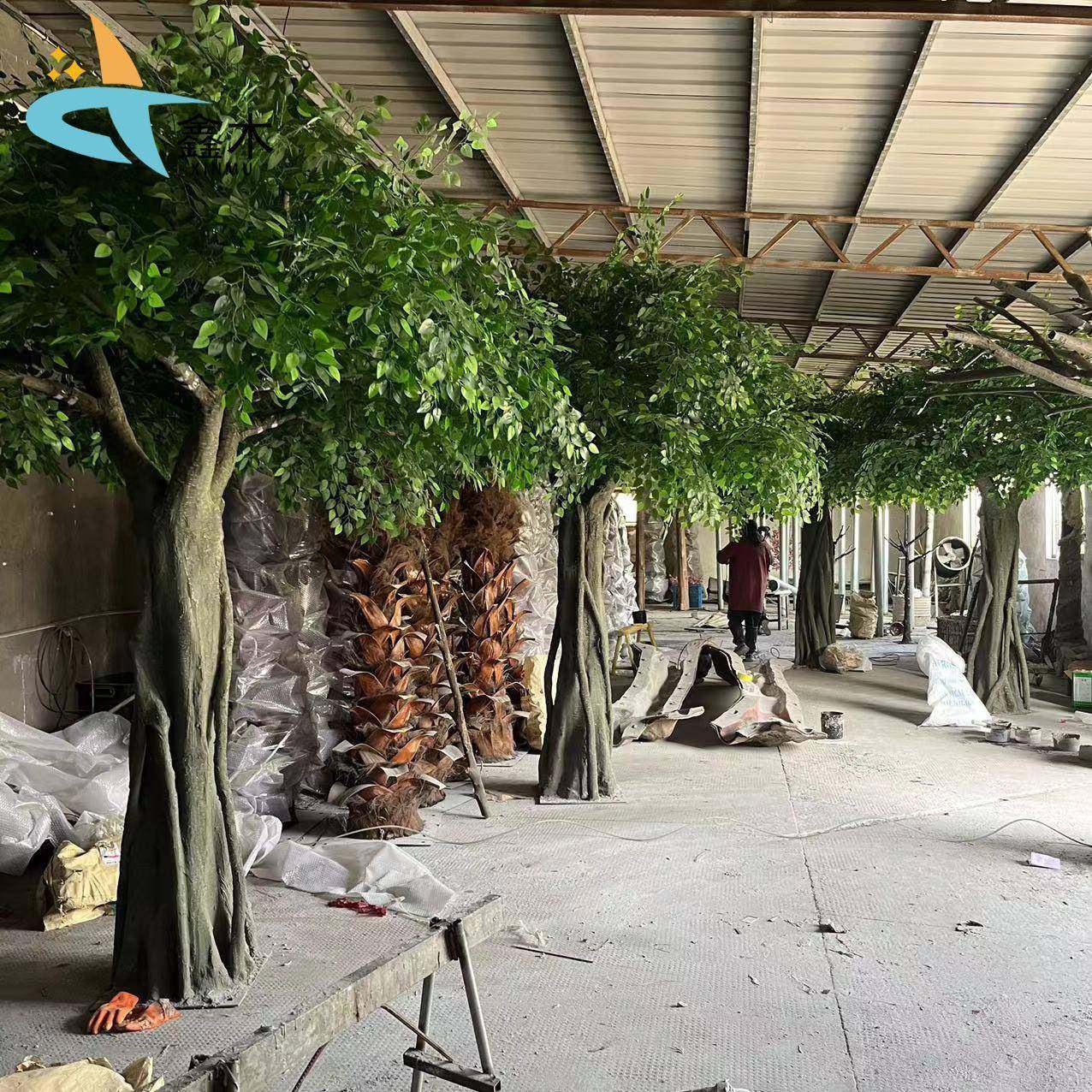 仿橄真榕树大型假树户外饰仿真榄树水泥XPC树室内装包柱树发树财