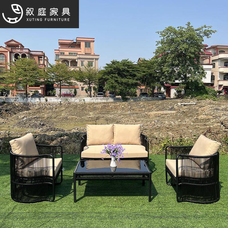 民宿庭意院花园家创藤沙发室外具酒编店22-9-14-客厅休闲简约单人