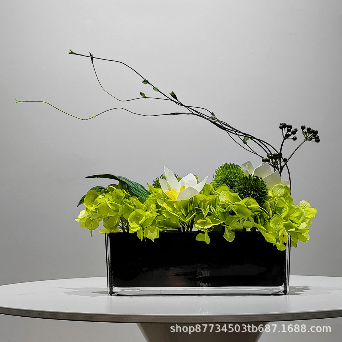 现代轻奢玻璃仿真绿植花艺摆件