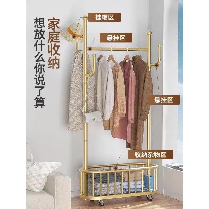 衣架落地立式推拉可档移带奢轮高门厅挂衣架动客厅卧室轻VSS收纳