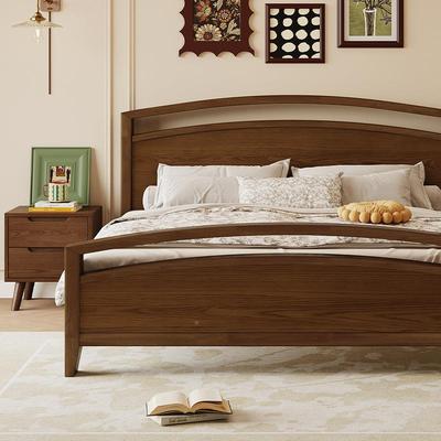 YFWJ-W28米尔斯爆款热卖美式床米复古床主卧胡桃木乘色床一八两米