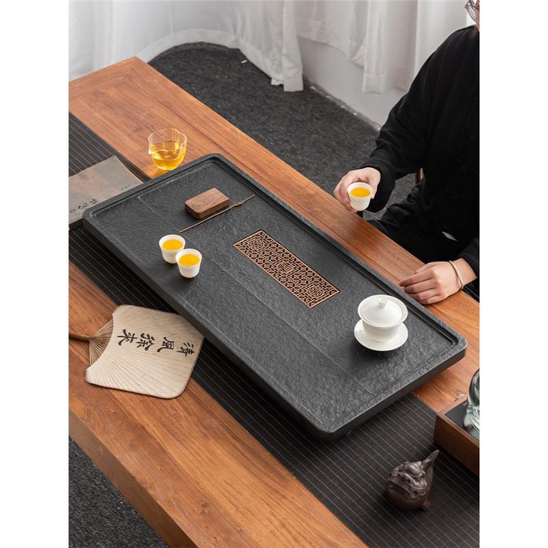 金石茶盘家用头简约整乌块干天然石黑金石托盘套装办公1功夫泡茶