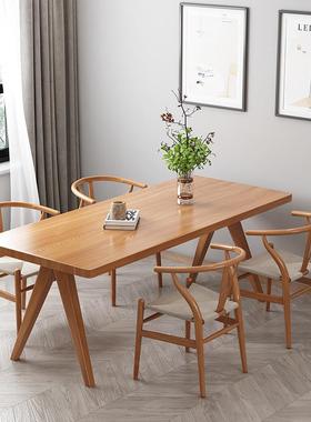 式乡村实ISY木餐桌吃饭桌子用家餐桌小端户型一桌四椅美组合高餐