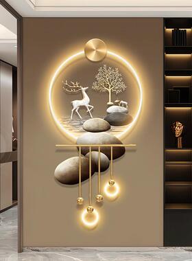 石来运档转玄装饰生关财有鹿走廊尽头JX240108挂画轻奢高入户发光