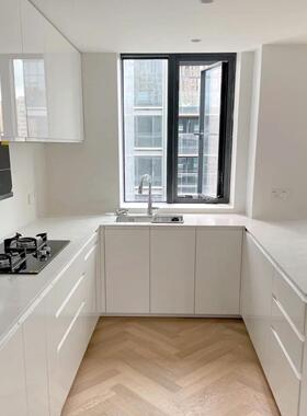 极收简14823代白橱色柜岩板台面多层实木厨房壁柜吊柜纳现组合