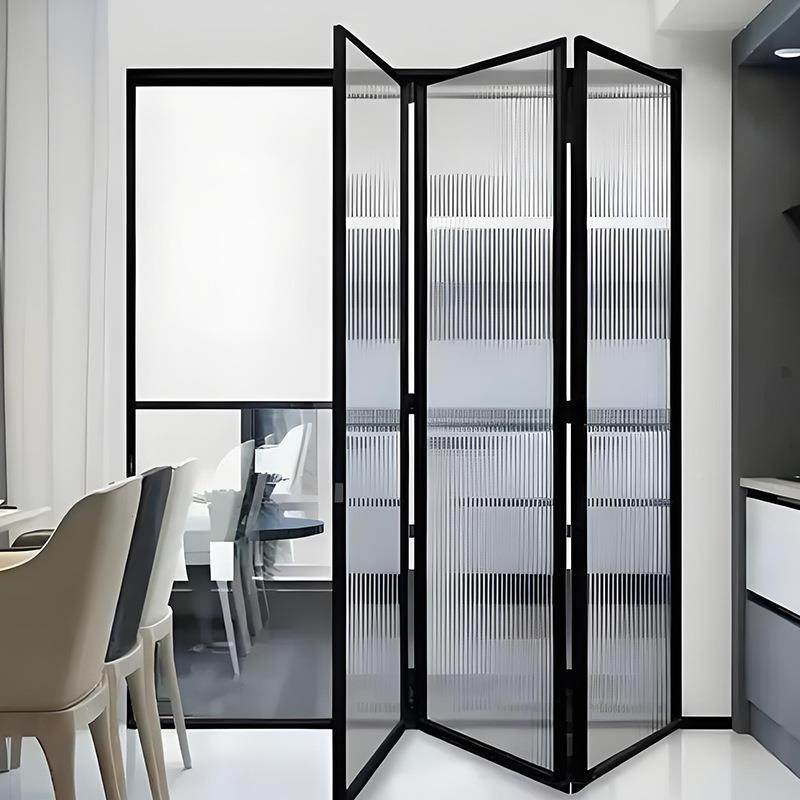 铝合金极窄折门厅厨客极房隔音钢化玻璃门移动推叠拉BWL隔断门简
