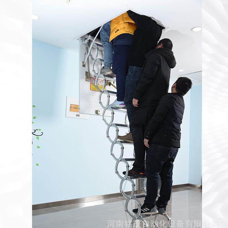 阁楼伸爬缩楼梯家用复式折叠室内伸升梯降梯子折叠梯RLL拉伸缩梯