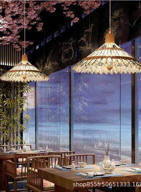 具日式和风花伞吊灯特色新中R254式雨伞木质灯寿司料理竹店创艺意