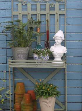 肉现简约式铁艺小鸟32707双层花架工作台代户外落地多绿萝花盆置