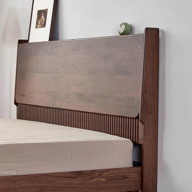 黑胡桃风北美黑胡桃婚木床木简复古风约双人大床卧室家具原木主实