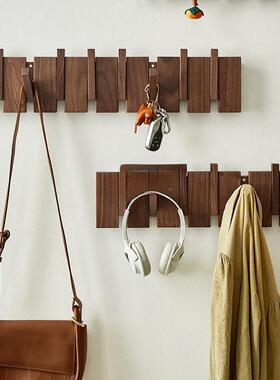 LIE钢琴门键挂衣钩胡桃木挂衣进门玄关挂架壁挂墙上后钩打孔固定