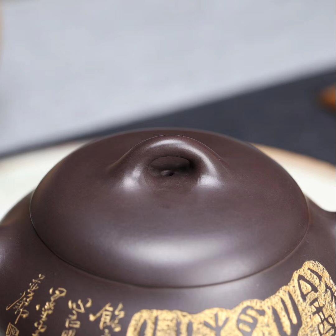 宜兴紫砂壶茶具252名家纯手工刻文玩茶壶原矿绘老紫泥茶器汉棠石
