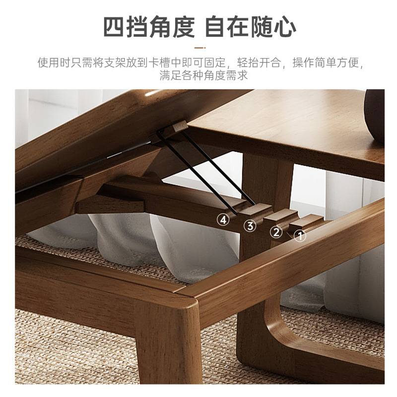 实木桌飘窗可折叠电脑桌家用阳台矮桌日式榻榻米小茶几床上小桌子