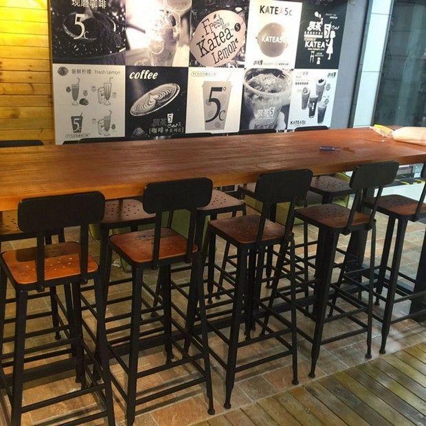 木吧台桌店工饮业风美式复古高脚桌jls56H75椅组合实酒吧餐吧台松