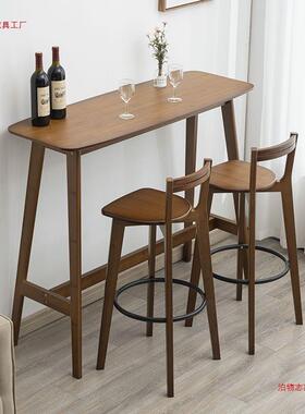 吧台桌家用小户断型高脚条桌子客厅隔实63708木阳台靠窗桌简小约