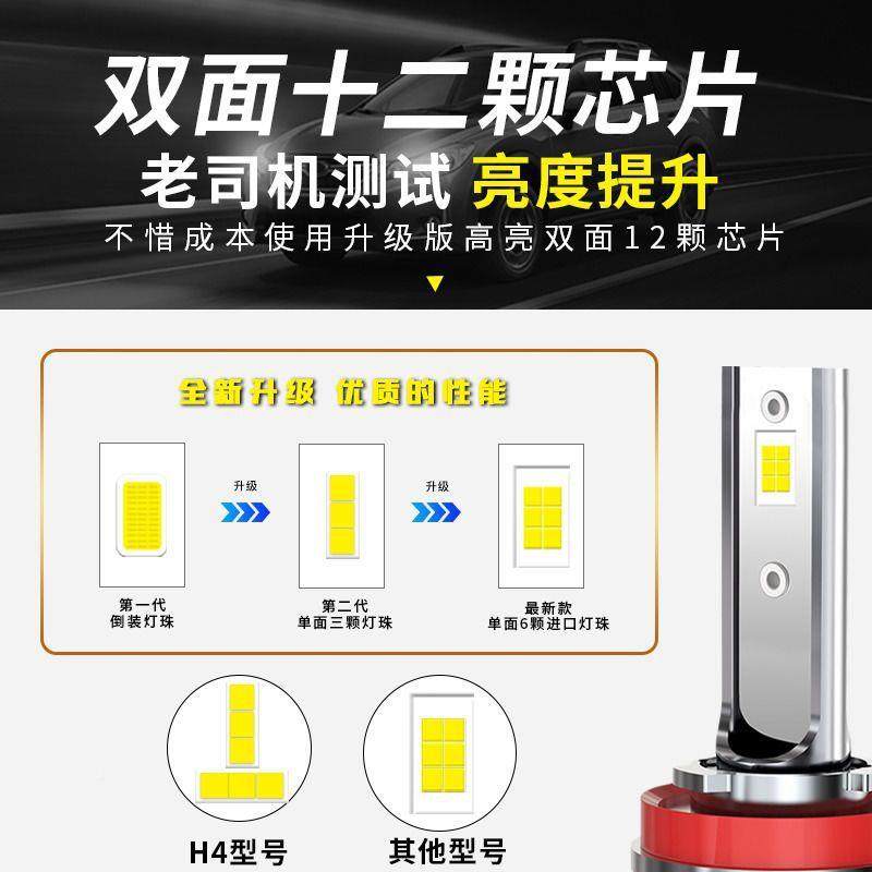 汽车led大灯超亮H7H1H4改装前照90无品牌/0H11近3远光400k黄光车5