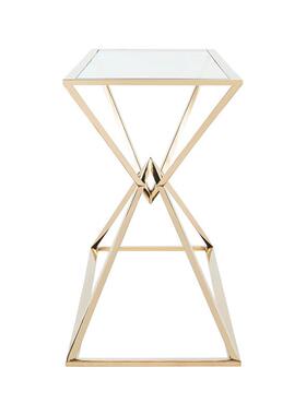 钢现代简约入户锈门厅台不钢46420金属玄关桌过道靠墙化玻璃玄关