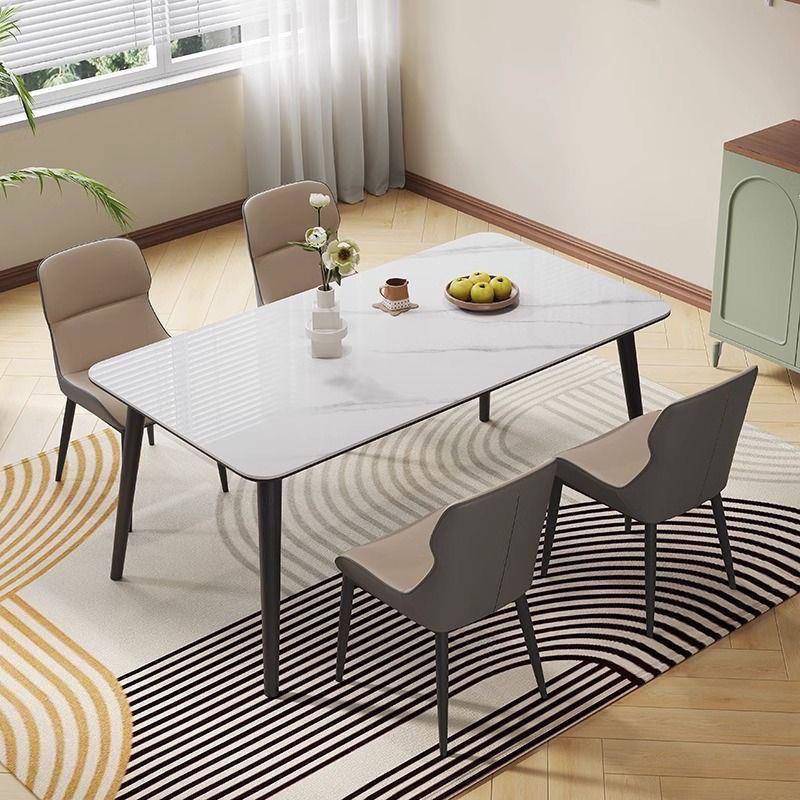 10004光岩板餐桌组餐桌椅轻小亮户型合长方形现代简约家用桌奢子