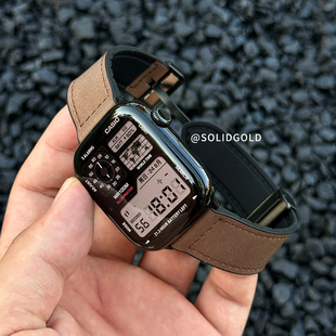 Solid疯马纹贴皮磁吸适用苹果手表带S11AppleWatch789iwatch10
