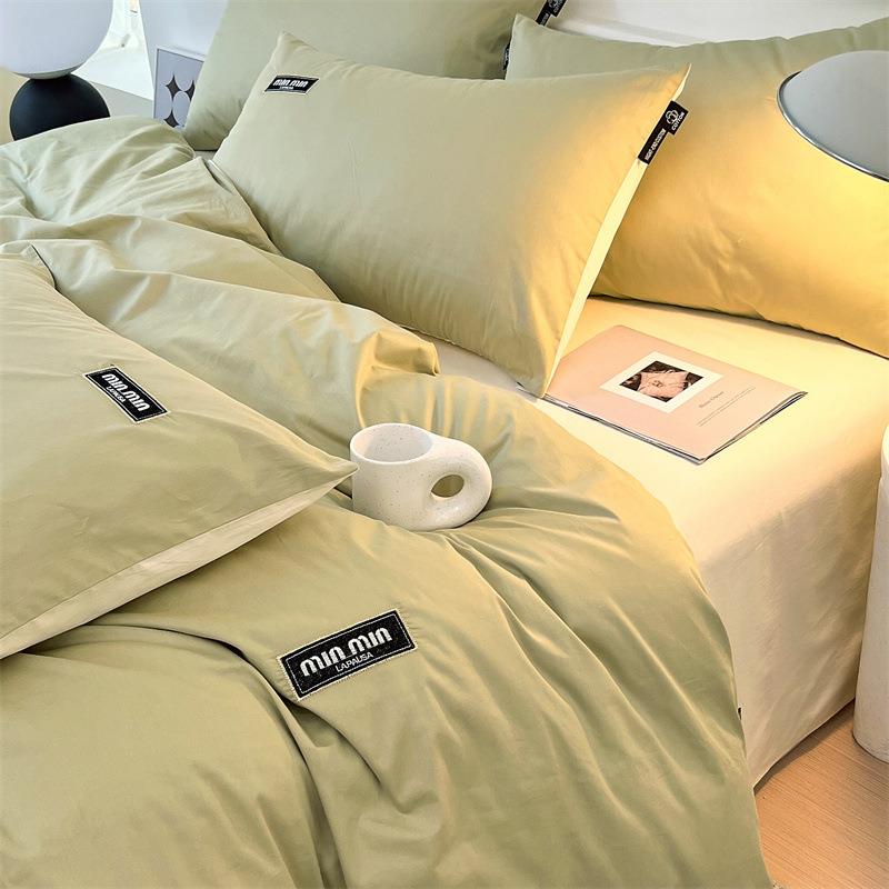 长绒棉类四件套80纯棉A母婴纯色双5528258拼床单被套全支级棉床笠