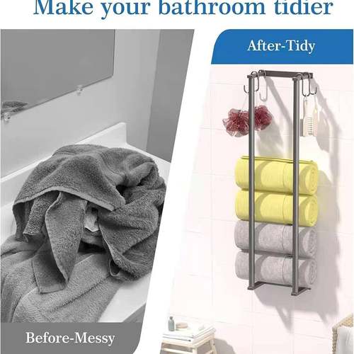 金可属拆卸浴WXD室毛巾架上墙毛巾置架物收纳壁挂式铁艺简约浴巾