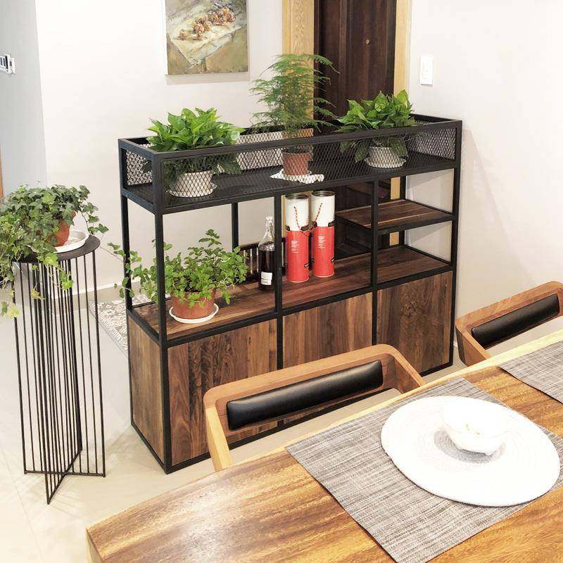 办厅公饰室隔断屏风铁柜子实木工业风装绿植艺置物架ENT餐绿萝花