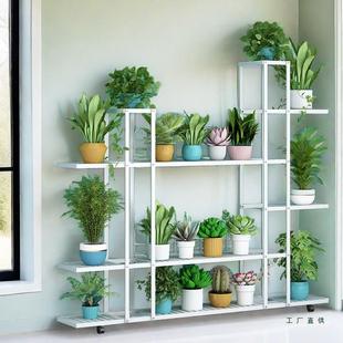 花轮架子层客厅落地式 多置物架阳布置铁艺移动CWM带多肉绿萝花盆