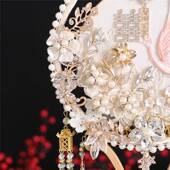 新娘m73白喜扇秀禾服团扇结团婚婚礼扇古扇风子扇出嫁扇喜字中式