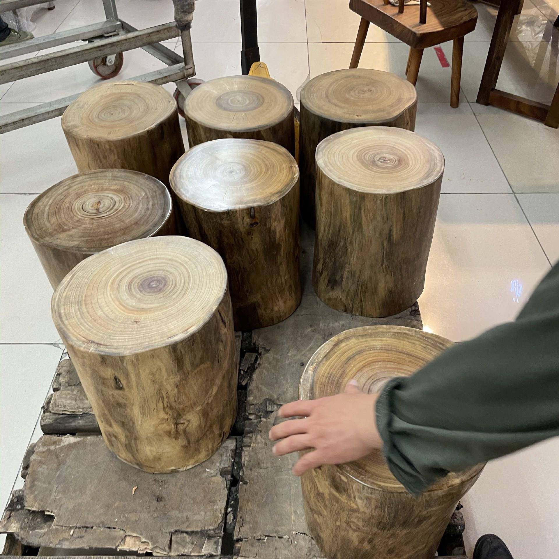 原木香木树墩树桩木樟桩XOT凳坐凳子架根雕茶几实大底木座墩花子