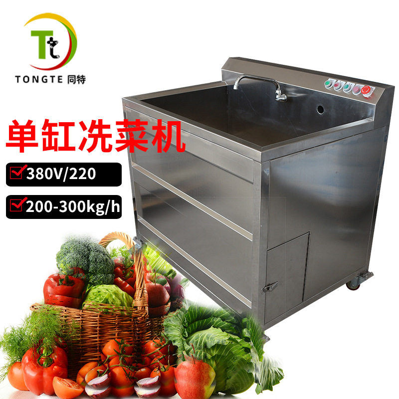 商用单缸鼓泡震动果蔬清洗机