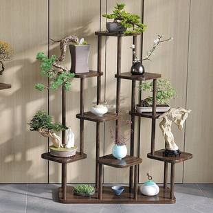 花架置多物架阳台实木多层中落式 家用客厅花DBI台肉绿萝花盆 地式