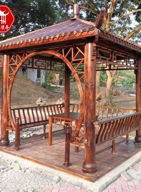 35353户木外防腐凉亭木易屋仿古角六角别四墅庭院休闲亭实木简景