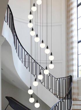 点盛简约复式楼梯吊长客灯loft公寓中63248厅灯具别墅空旋转楼梯