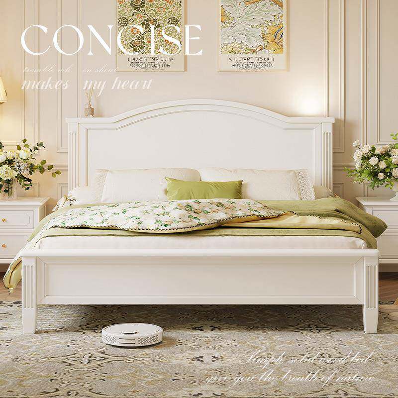 现代简约实实八木大床主卧一米双人床实木床HVD家具气压高箱储物