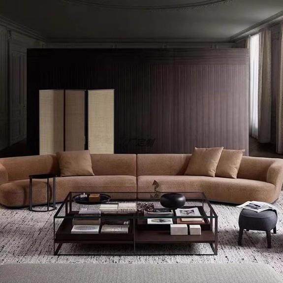 式极简月亮沙发客厅设师轻奢贵妃弧形服装店布SKT意艺会厅客横计