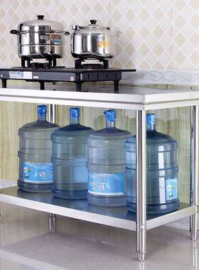 PUZ不锈钢三层微工作台桌子长厨方层形波炉多层三置物架案板房操