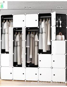 衣柜简约组现24444代立体型装布艺塑料柜子纳钢架衣橱衣柜收简易